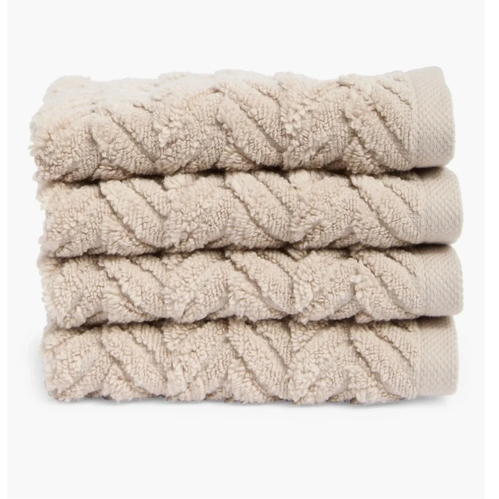 Matouk Beige Chevron Wash Cloths